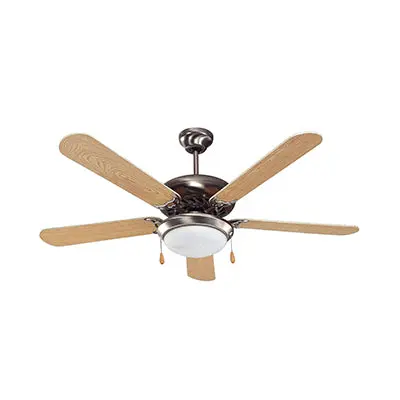 Radiant 1230Mm 5-Blade Ceiling Fan With Light – Satin Chrome & Light Wood Finish 1