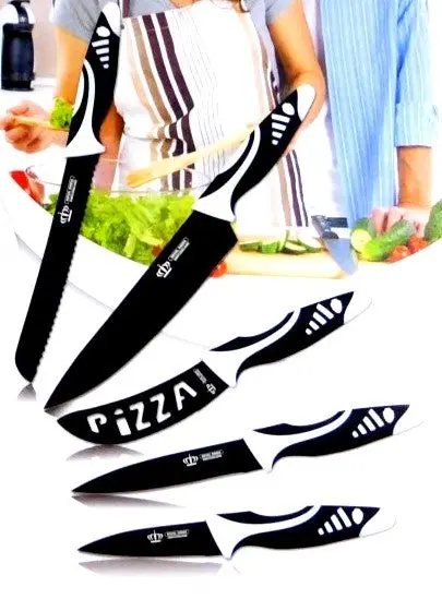 Royal Swiss Rs-V5 Non-Stick Knife Set – 5-Piece Assorted Blades In Storage Box (10-Pack) 1