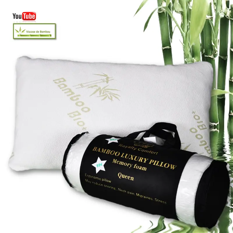 Royalty Comfort Hg-5076Bm Queen-Size Bamboo Memory Foam Ergonomic Pillow 1