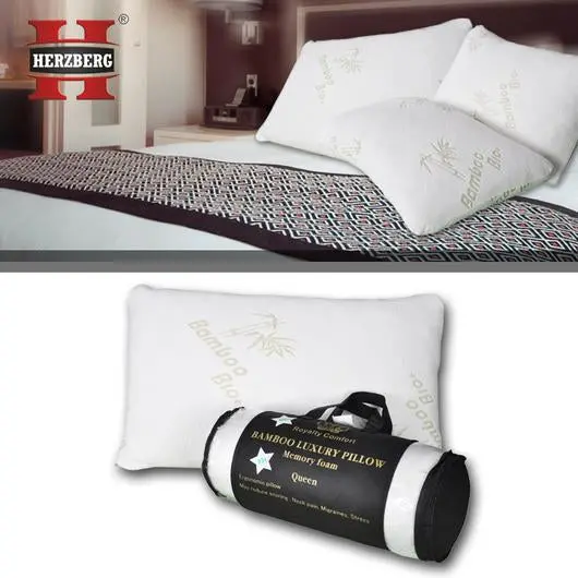 Royalty Comfort Hg-5076Bm Queen-Size Bamboo Memory Foam Ergonomic Pillow 1