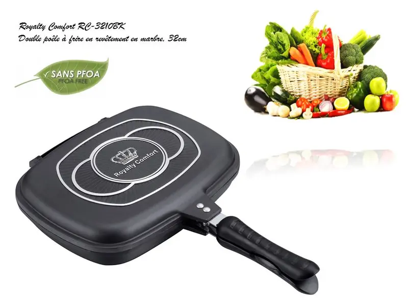 Royalty Comfort Rc-3210Bk Dual-Surface Marble Fry Pan – 32 Cm Black Finish 1