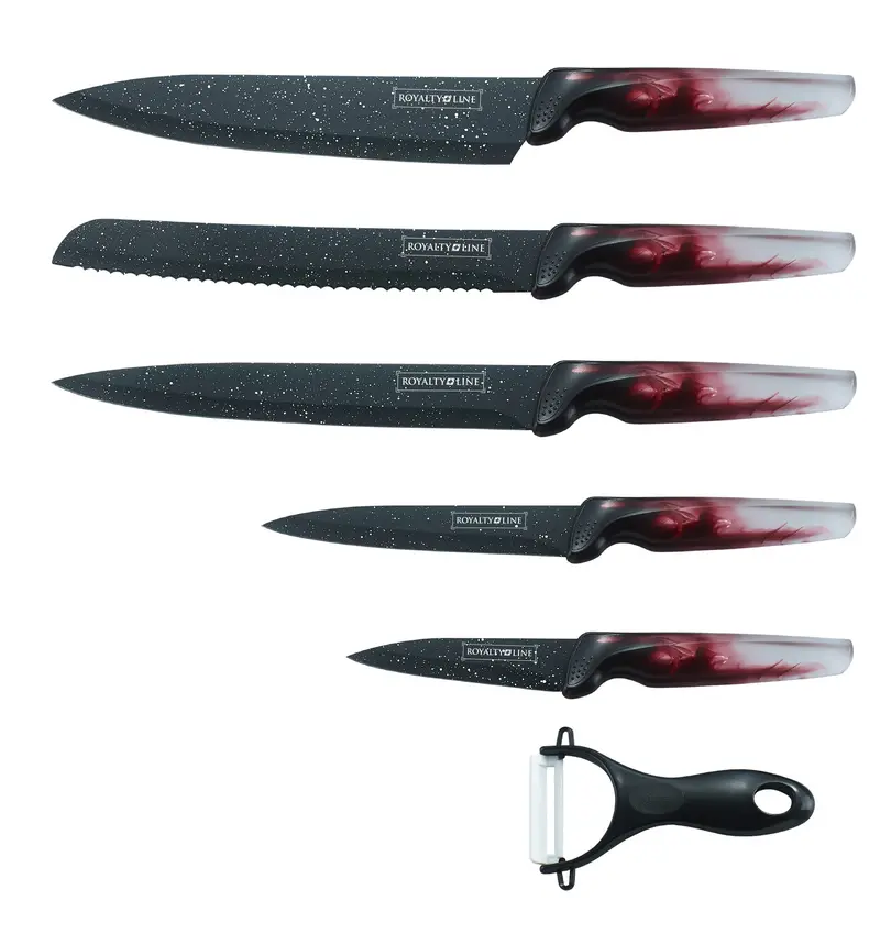Royalty Line Rl-Tp5T 5-Piece Marble-Coated Chef Knife Set 1