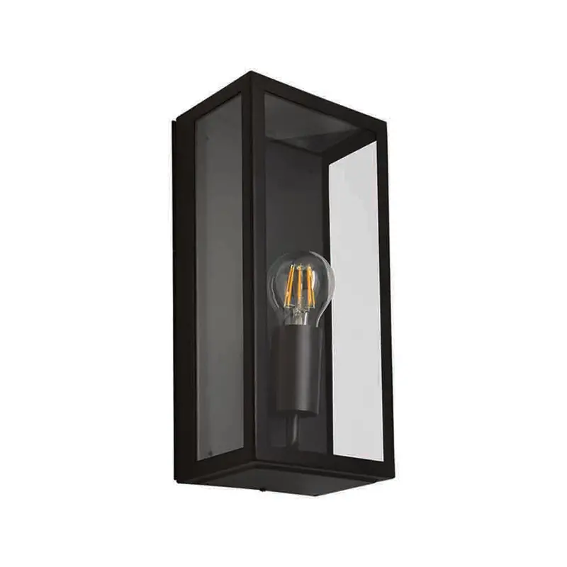 Rubik Rectangular Wall Fitting – 60W, Clear Diffuser, Black Frame 1