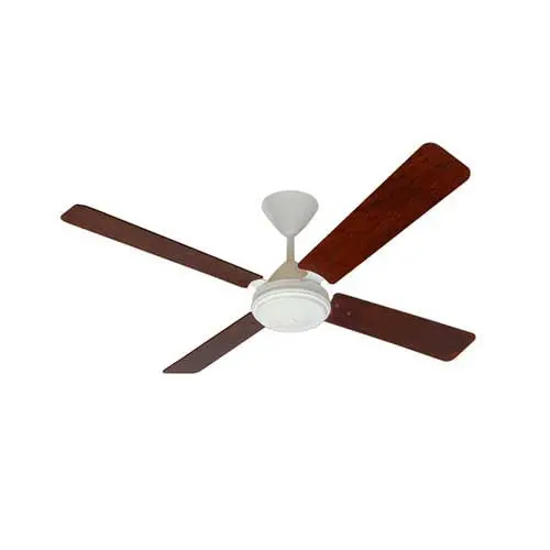 Solent High Breeze 4-Blade Ceiling Fan – 1200Mm, Matt White Motor With Mahogany Blades 1