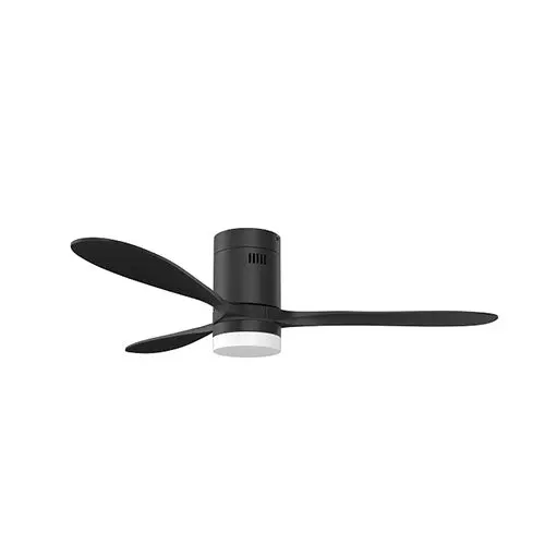 Solent Hugger 1320Mm 3-Blade Ceiling Fan With Integrated Led & Remote – Matte Black 1