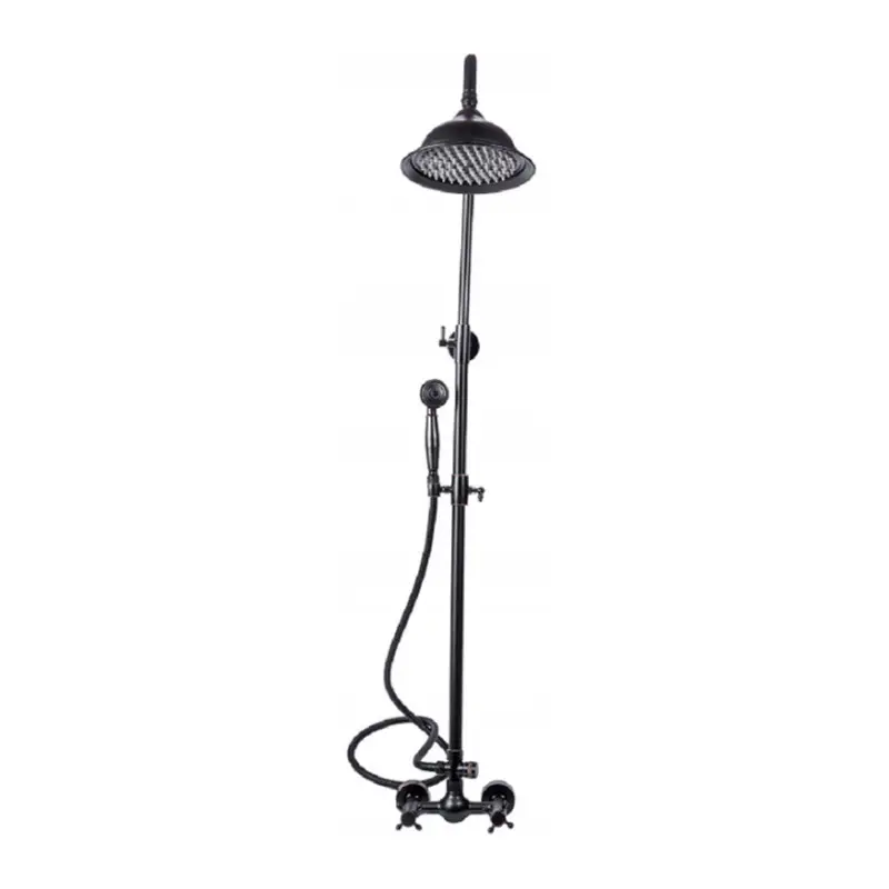 Sombre Dual-Handle Wall-Mounted Shower – Minimalist Black Control Set 1