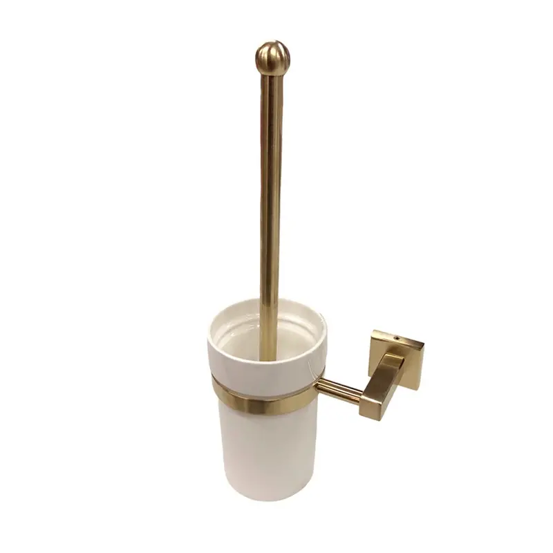 Sq Series Brushed Gold Toilet Brush Holder 1