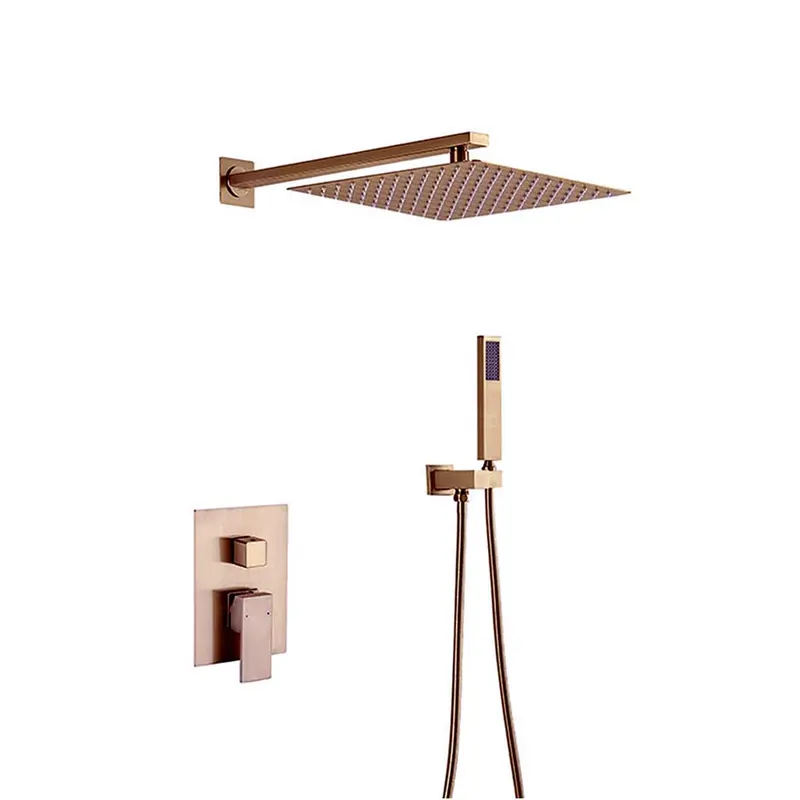 Square-Profile Brass Shower Kit With Detachable Hose 1