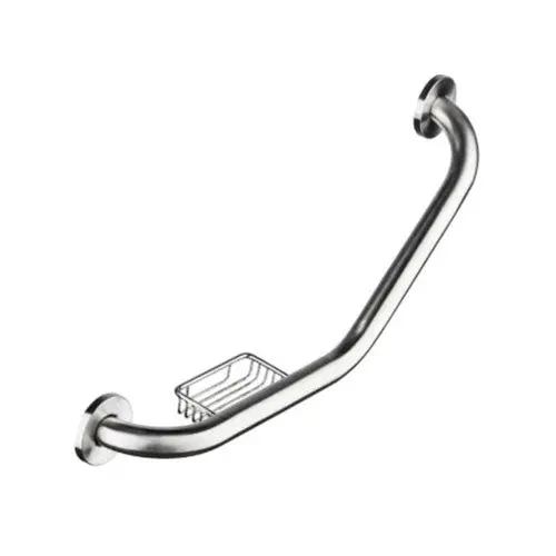 Stunning Bathrooms Cranked Towel Rail With Integrated Soap Basket – Silver 1