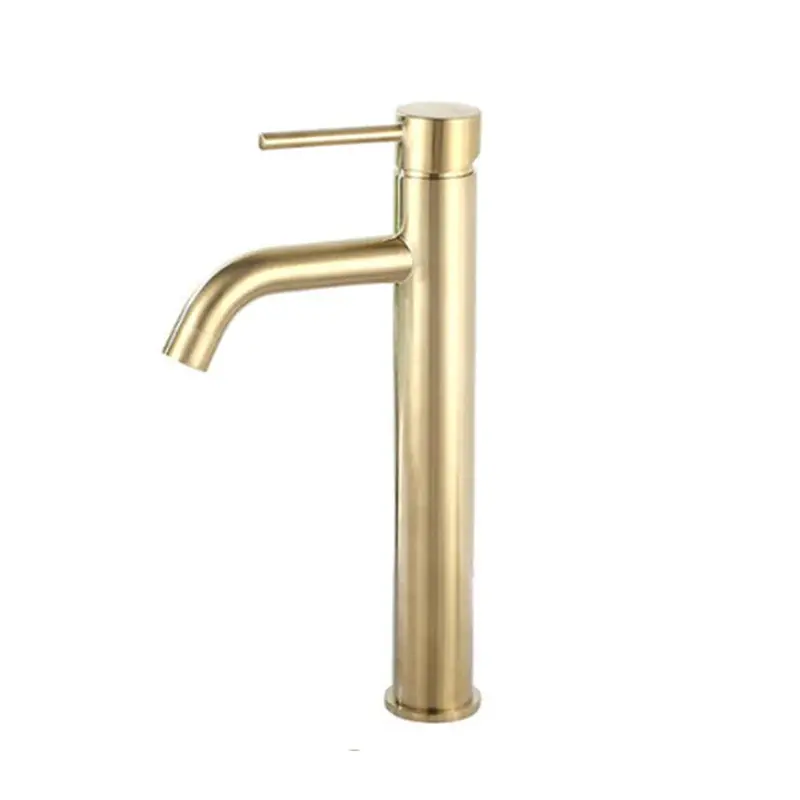 Tall-Profile Brushed Gold Mixer Tap For Vanity Or Kitchen 1