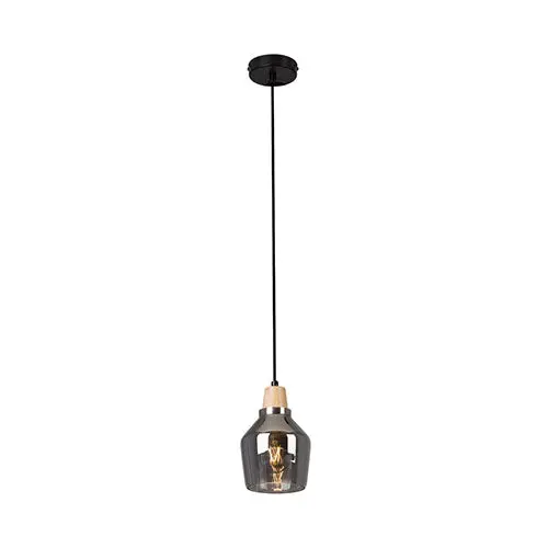 Tallinn Wood-And-Glass Smoke Pendant – Eurolux 1