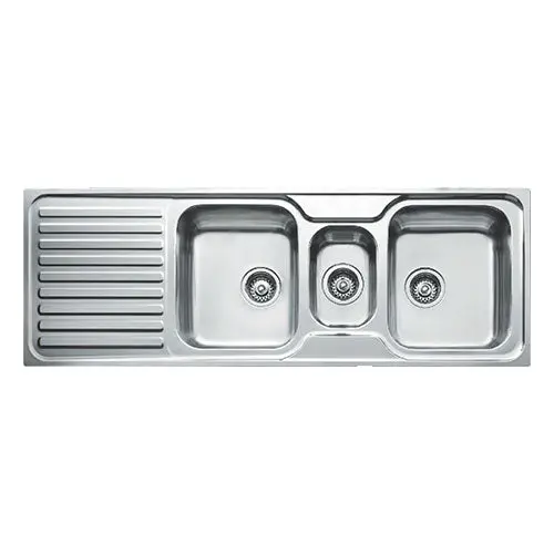 Teka Classic Stainless Steel Undermount Double Bowl Sink With Integrated Drainboard 1