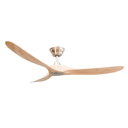 Timber Fans Sirocco 3-Blade Ceiling Fan – Natural Wood Blades & Brushed Steel Motor