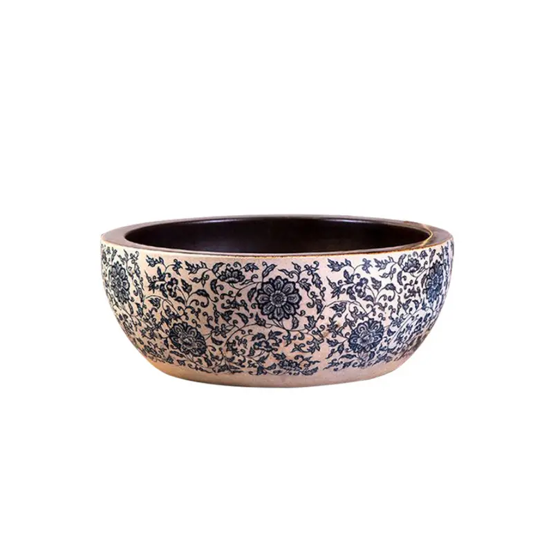 Trendy Taps Vas Floral-Inspired Round Basin – Deep Navy Hue 1