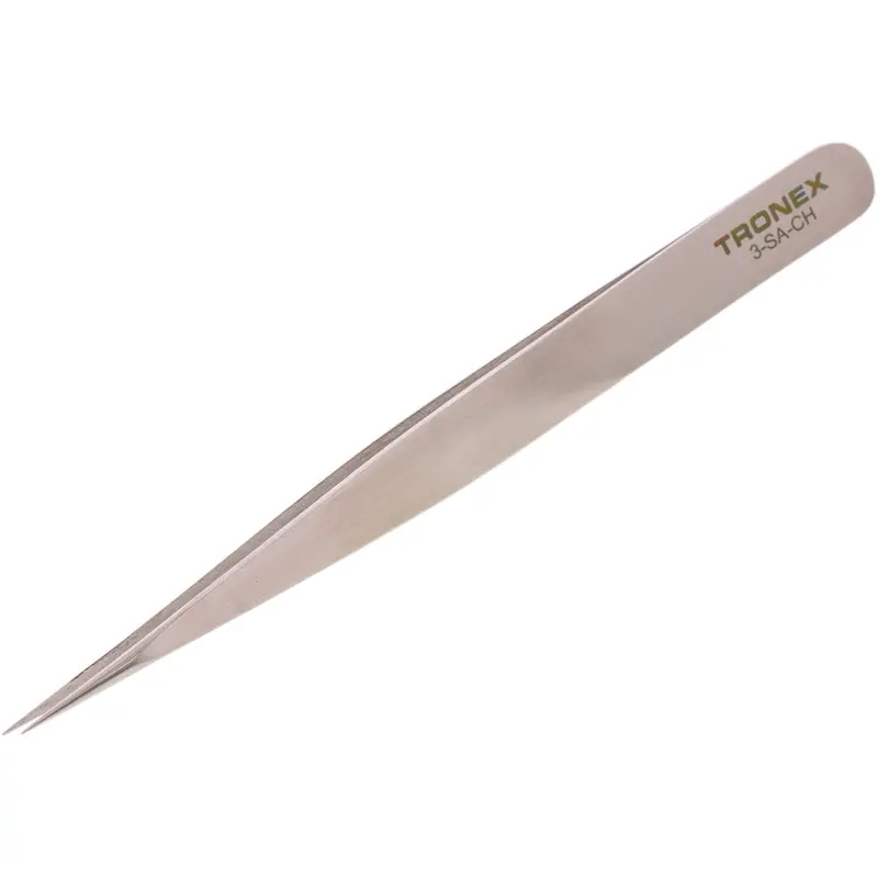 Tronex 3-Piece Straight-Tip Stainless Steel Tweezers – Very Fine Point For Exact Placement 1