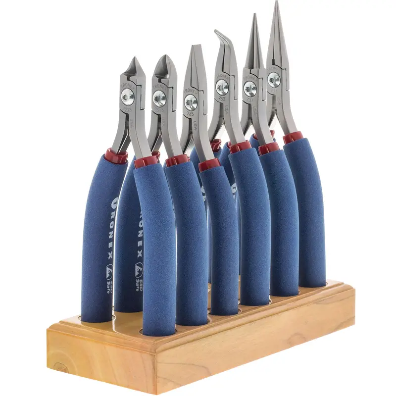 Tronex 6-Piece General Purpose Pliers And Cutters Kit With Wooden Display Stand (Ergonomic Long Handles) 1