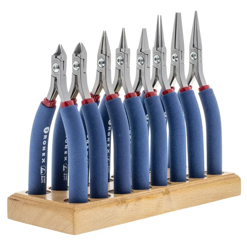 Tronex 8-Piece General Purpose Pliers And Cutters Kit With Wooden Display Stand (Ergonomic Long Handles) 1