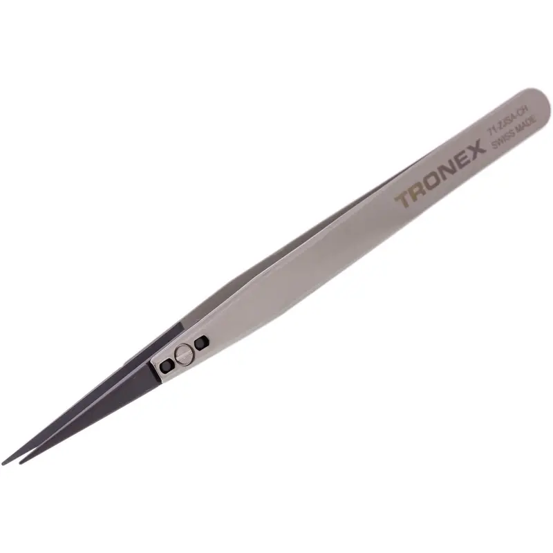 Tronex Model 71 Stainless Steel Tweezers — Straight Fine Beveled Tip With Replaceable Ceramic Tip 1