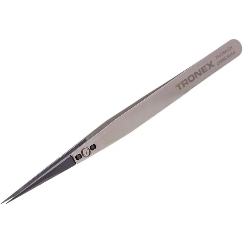 Tronex Model 73 Stainless Steel Tweezers — Straight Fine Pointed Tip With Replaceable Ceramic Tip 1