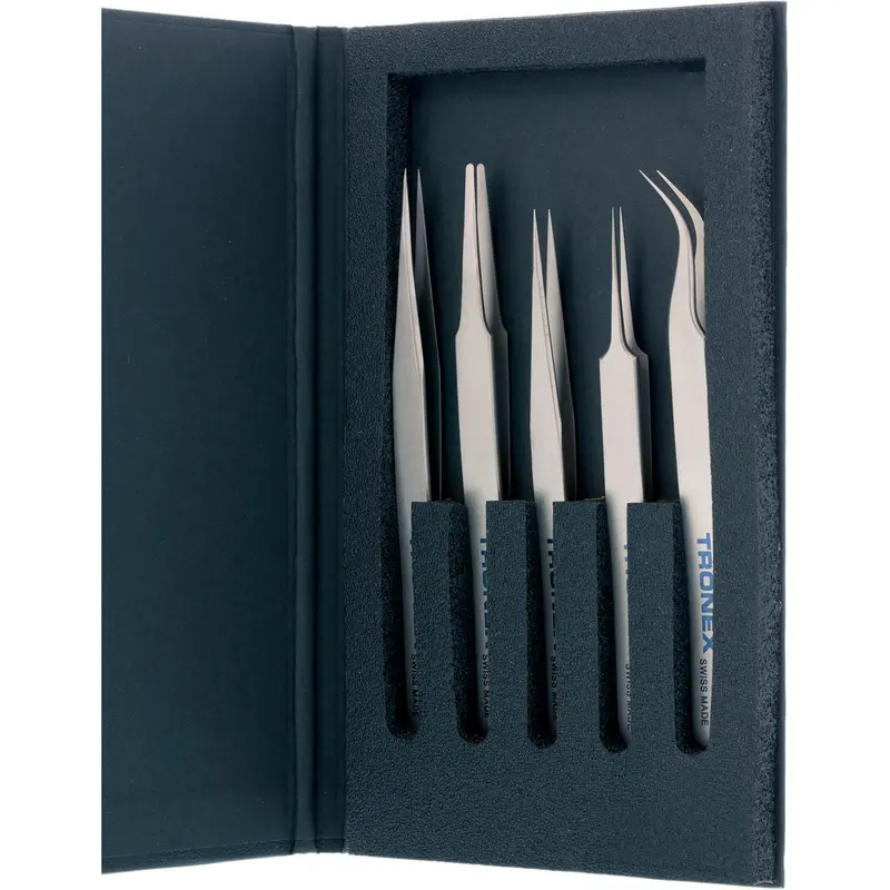 Tronex Titanium Tweezer Kit — Styles 1, 2A, 3C, 5, 7 (5-Piece) 1