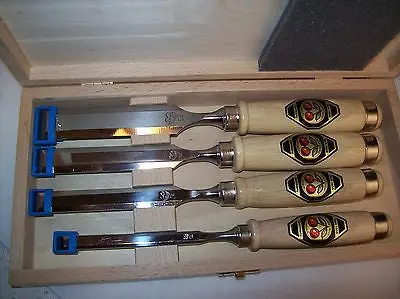 Two Cherries 4-Piece Bevel-Edged Chisel Set – Professional Forged Steel 1