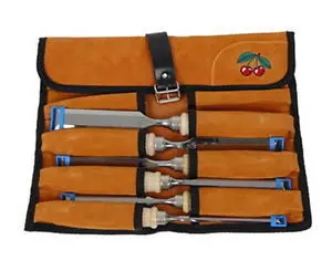 Two Cherries 6-Piece Bevel-Edged Chisel Set – Premium Tool Roll Included (Model 500-1575) 1