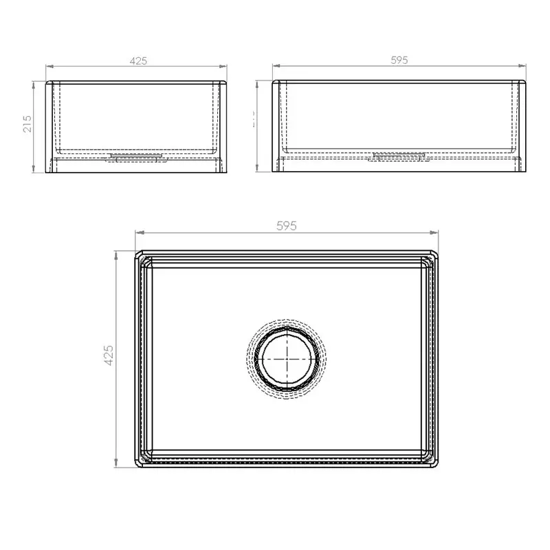 Two-Tone Stone Countertop Butler Sink – Single Bowl Design 1