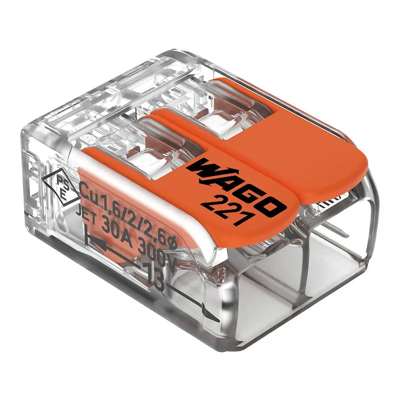 Wago 221 Orange 2-Port Lever Connector (0.5–6 Mm²) 1
