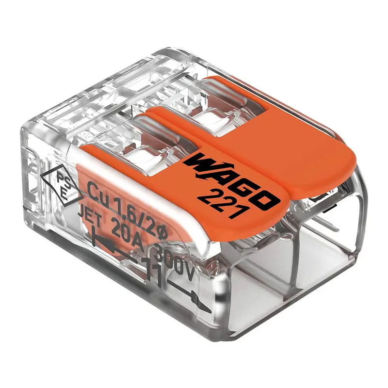 Wago 221 Orange 2-Way Lever Splice (0.14–4 Mm²) 1