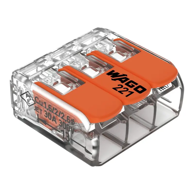Wago 221 Orange 3-Port Lever Connector (0.5–6 Mm²) 1