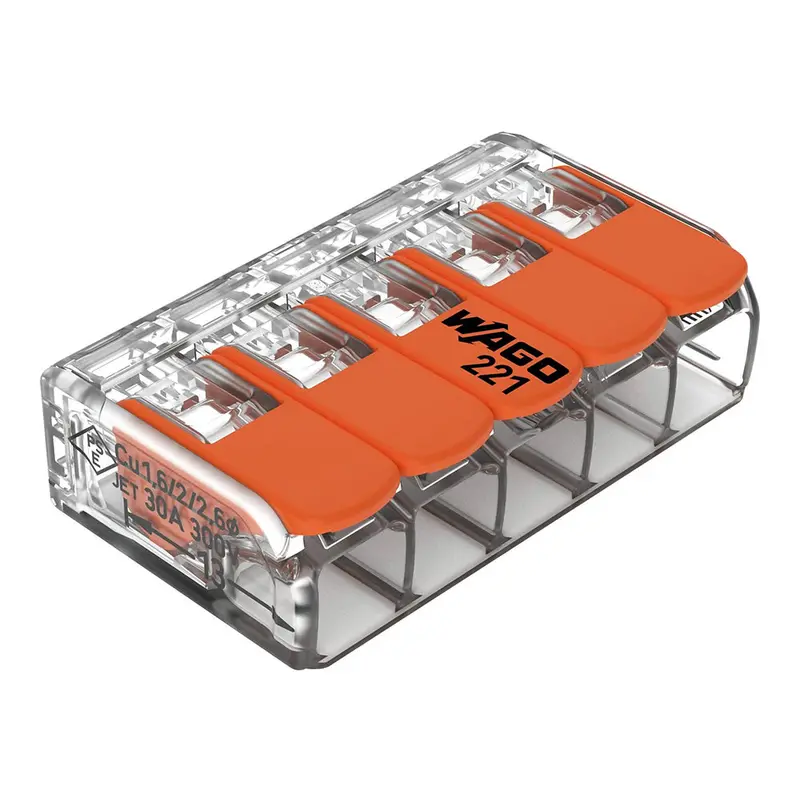 Wago 221 Orange 5-Port Lever Connector (0.5–6 Mm²) 1
