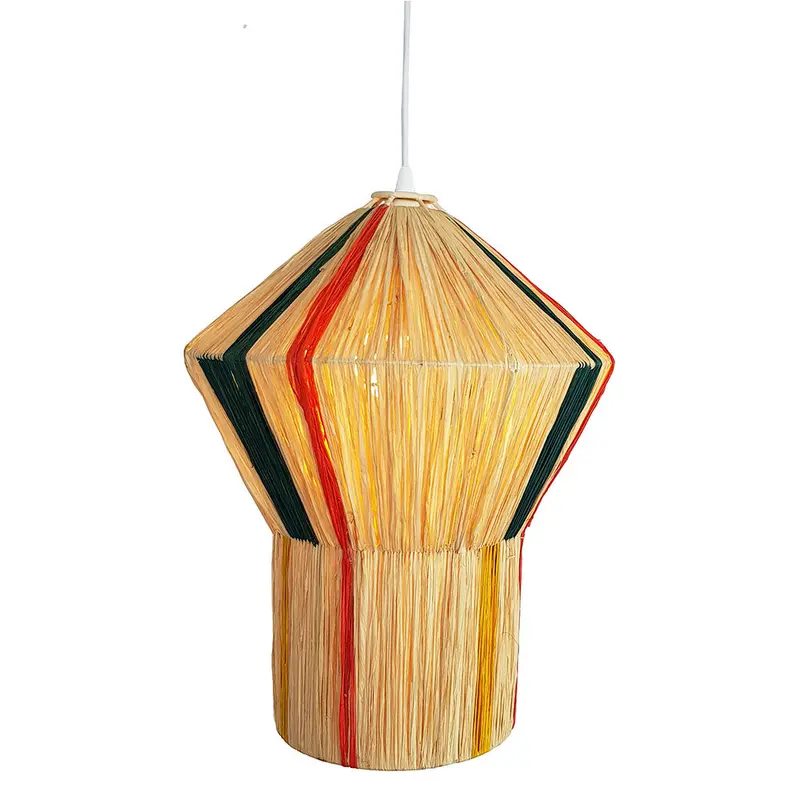 Wire World Irene Natural Raffia Pendant With Colorful Strands 1