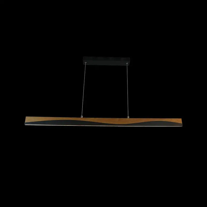 Woodline 3-Light Linear Led Pendant – 25W, Black Frame With Wood Accents 1
