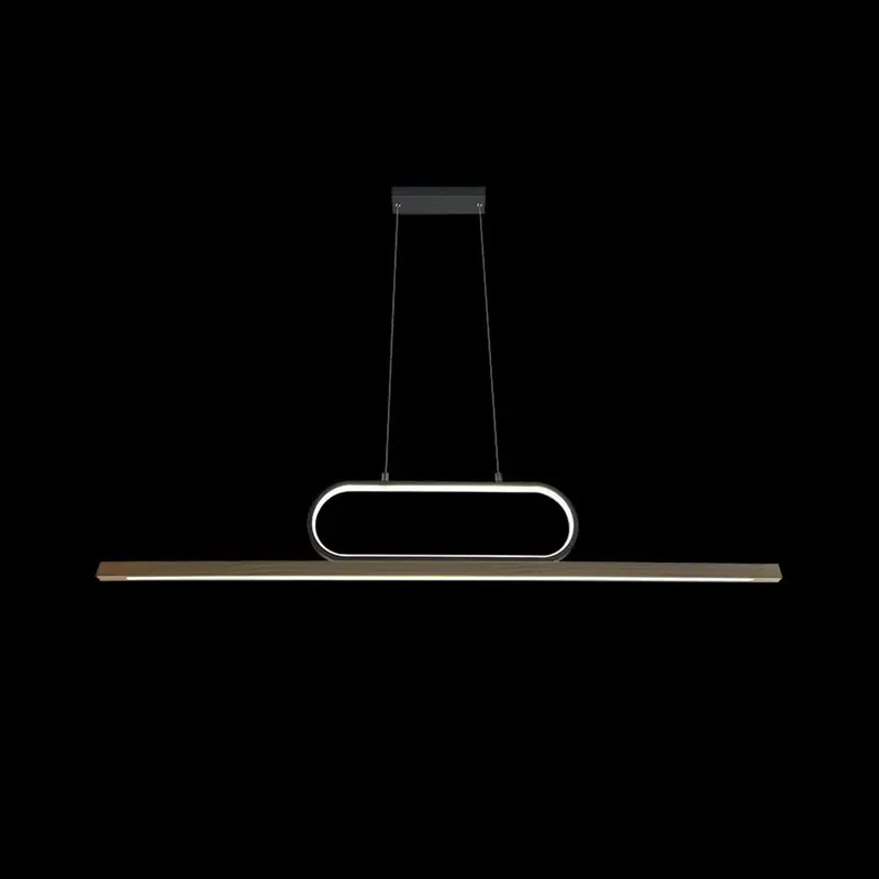 Woodline 4-Light Linear Led Pendant – 38W, Matte Black & Wood Finish 1
