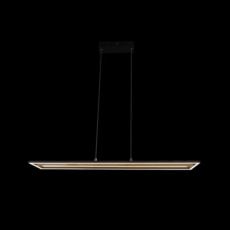 Woodline Dual-Bar Led Linear Pendant – 38W, Black And Wooden Accent 1