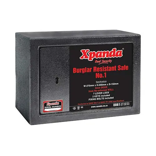 Xpanda Burglar-Resistant Compact Safe – 200X275X150Mm, Charcoal 1