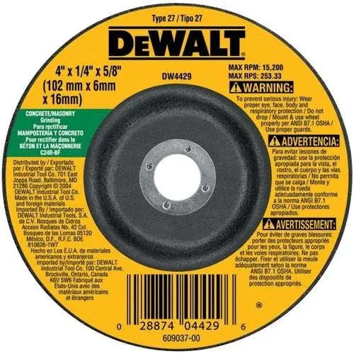 Dewalt 4 In. Concrete Cutting Wheel – High-Performance Abrasive Disc (25-Pack) 1