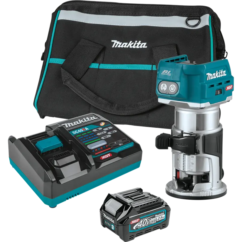 Makita Xgt Brushless Compact Router Kit – 40V Max, Includes 2.5Ah Battery 1