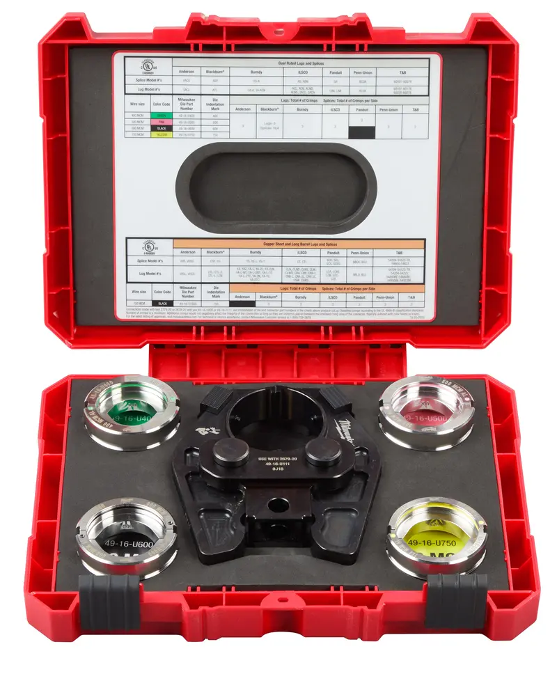 Milwaukee 49-16-750A Crimping Jaw Kit With U-Style Dies For 400–750 Mcm Aluminum And Copper Cables 1